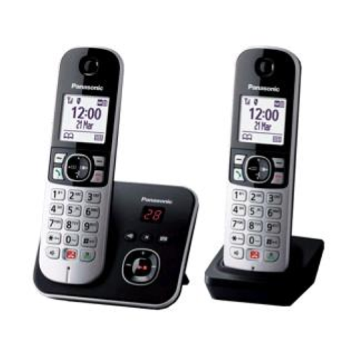 Panasonic KX-TG6862 - Telefono cordless - sistema di segreteria con ID chiamante/chiamata in attesa - DECTGAP - 3-way capacità di chiamata - nero + ricevitore aggiuntivo